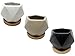 Bluegrid Succulent Pots 3 Inch Ceramic Mini Flower Pots Small Cactus Planter Modern Geometric Design Black White Beige with Bamboo Bases Pack of 3 (Plants Not Included)