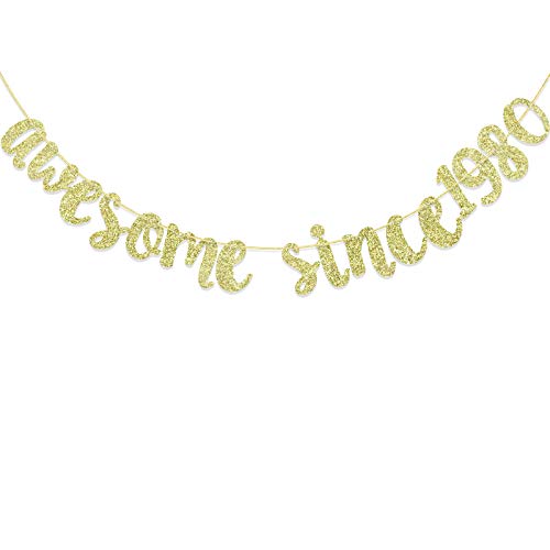 Awesome Since 1980 Banner für 40. Geburtstag, Dekoration für Männer und Frauen, 40. Hochzeitstag, Vormontierte Wimpelkette, Foto-Hintergrund (Gold Glitzer) Cover