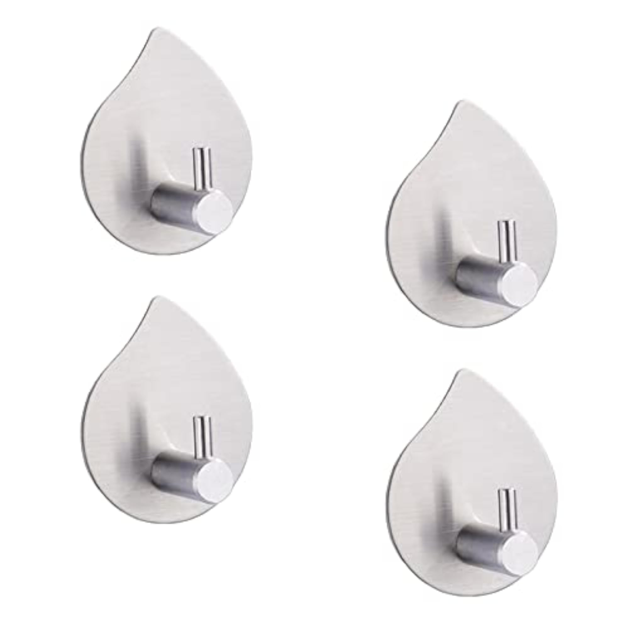 4Pcs Waterproof Adhesive Hooks, No Drilling, Strong Silver