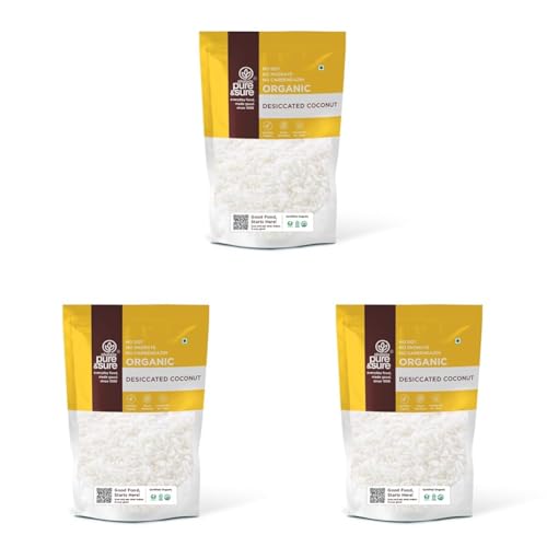 Image of Pure & Sure Organic Desiccated Coconut Powder 250 gm | 100% Natural Nariyal Powder | Ideal for Baking, Cooking, and More | Authentic Coconut Flavor (Pack of 3)