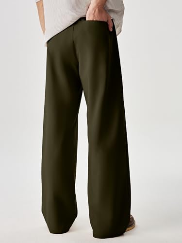 Image of JMIERR Mens Baggy Casual Dress Pants Lightweight Pleated Old Money Wide Leg Pants Loose Relaxed Fit Trousers