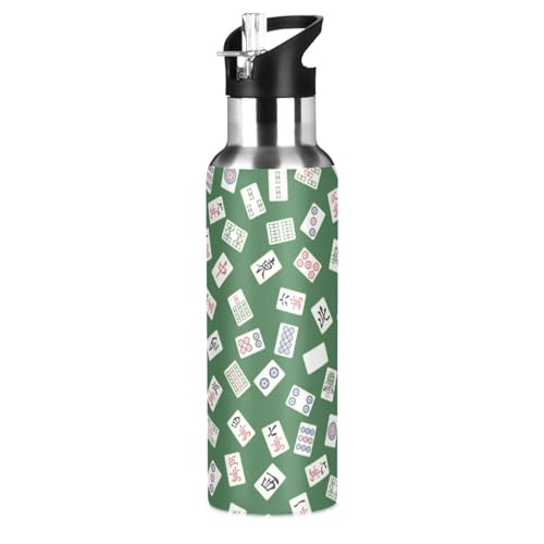 SoreSore スポーツボトル ステンレス 600ml 麻雀 グリーン 緑 ゲーム おもしろ 水筒 保温 保冷 直飲み 大容量 男女兼用 女の子 ウォーターボトル アウトドア 通勤 ジム お釣り ゴルフ キャンプ 持ち運び便利