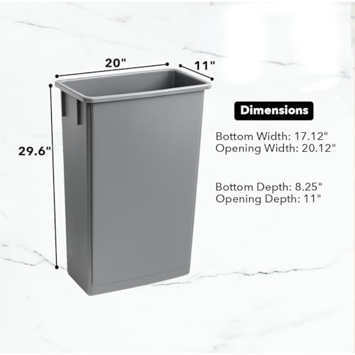 Image of 23 Gallon Slim Rectangular Garbage Can - Gray