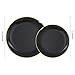 KIRE 100PCS Black and Gold Plates - Black Plastic Plates Disposable with Gold Rim for Halloween Party/Wedding/Birthday Include 50Pcs 10.25inch for Dinner and 50Pcs 7.5inch for Dessert/Salad