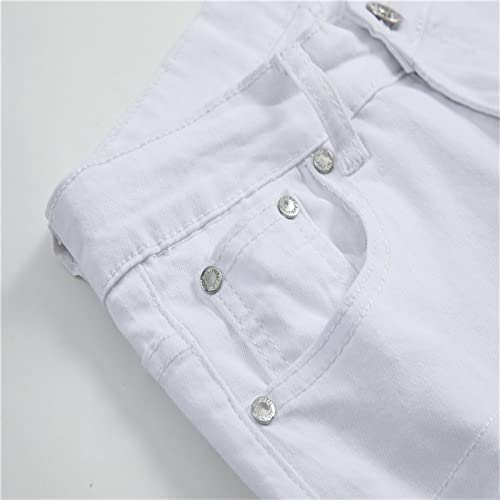 DGHM-JLMY Men's Knee Zipper Slim Jeans Biker Zipper Deco Washed Straight Fit Jeans Trim Rib Waist Jogger Pant3