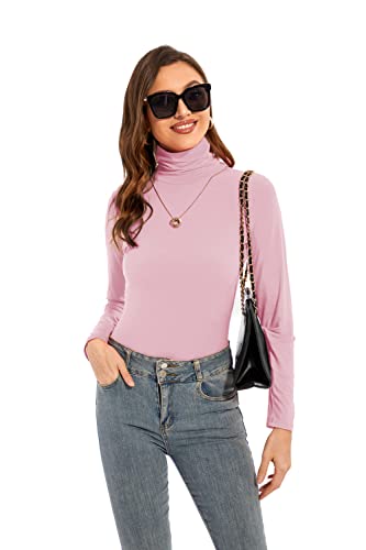 Image of Womens Long Sleeve Turtleneck T-Shirts Casual Lightweight Slim Fit Cozy Base Layer Top