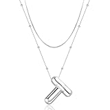 ZXQUEGF Collares con Iniciales para Mujeres y niñas, Delicado Collar con Letras de Globo, Colgante con Nombre del Alfabeto, Gargantilla en Capas, joyería Personalizada