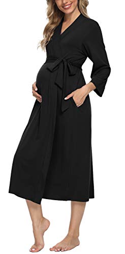Image of Xpenyo Women's Maternity Sleepwear,Labor/Delivery/Nursing/Hospital Nightgown Kimono Robes Long Pregnancy Loungewear