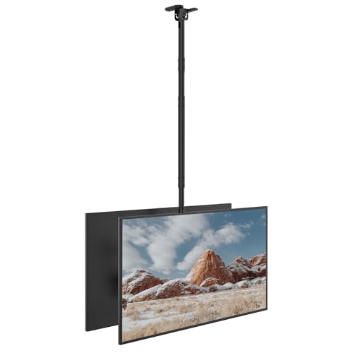 Image of WALI Ceiling TV Mount Dual Screen Back to Back Fits Most Display 43 to 86 Inch TV, Up to 176lbs, 88 lbs for Each Screen, Height Extension up to 66.5 Inch, Mounting Holes 600x400mm (CM4386-2S), Black