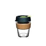 KeepCup Reusable Coffee Cup - Brew Tempered Glass and Natural Cork, M 12oz/340ml - Deep