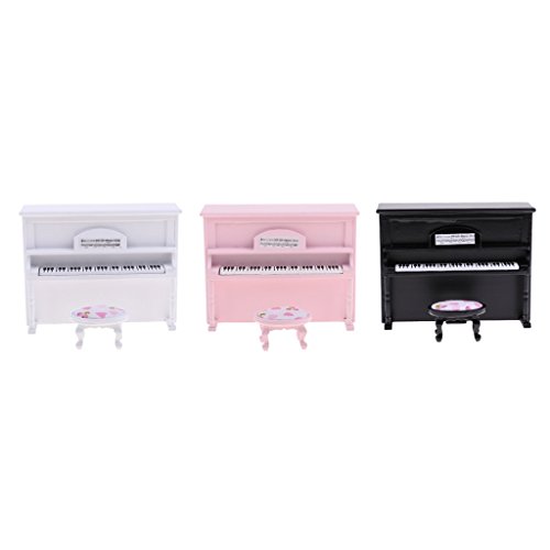CuteExpress Miniature Piano Model 1/12 Scale Dollhouse Musical Instrument Ornaments Gift Mini Decoration Furniture Accessories (White)