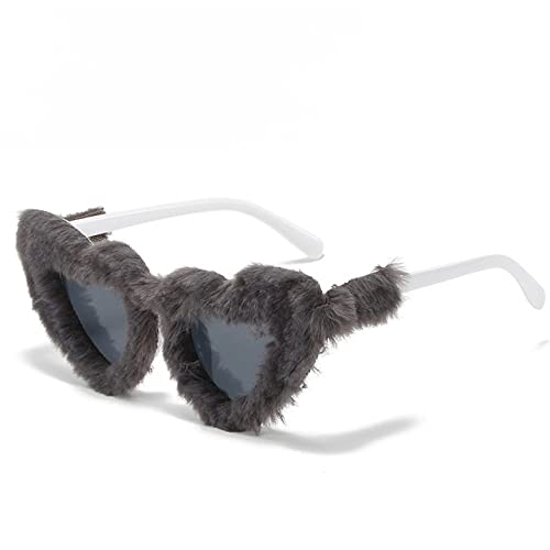 Lunettes de soleil cœur peluche douce au toucher avec verres de protection UV400