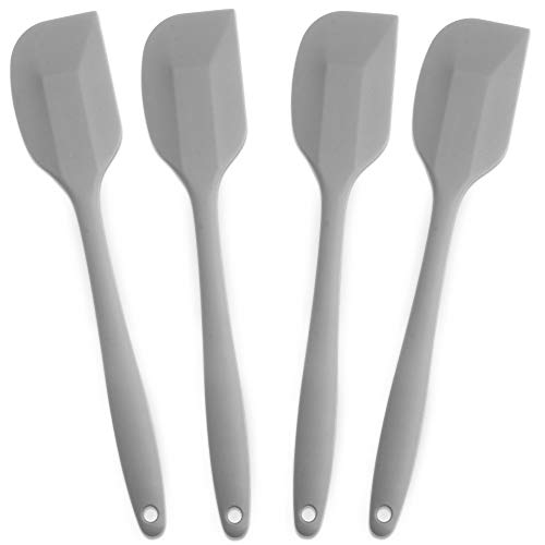 Silicone Spatula 4-piece Set, Heat-Resistant Non-stick Rubber Spatulas with Stainless Steel Core, Grey Large Gray