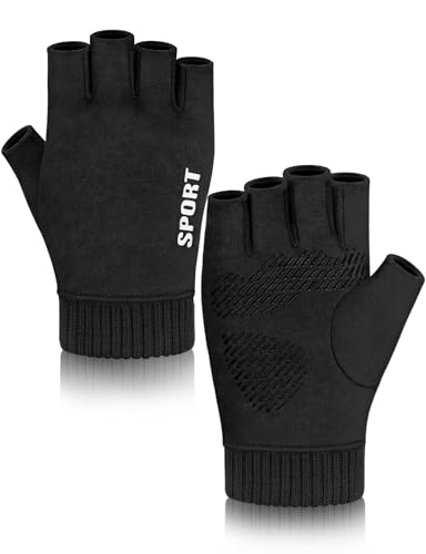 MELLIEX Guantes Sin Dedos De Punto Cálidos Para El Invierno   Guantes De Trabajo Negro