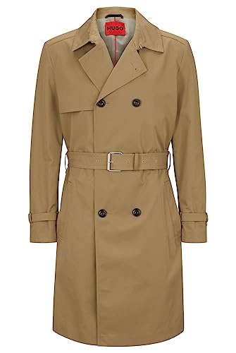 HUGO Herren Maluks2341 Wasserabweisender Trenchcoat mit Gürtel Hellbraun...
