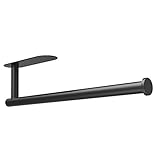 Under Cabinet Paper Towel Holder Wall Mounted Paper Towel Rack - Self Adhesive or Drilling,Kitchen Towel Holder for Kitchen, Bathroom, Cabinets -Stainless Steel SUS304-Black