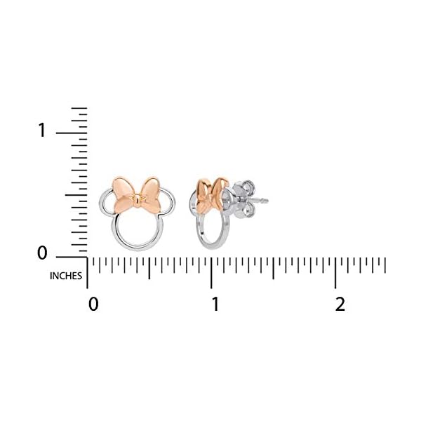 Disney Minnie Mouse Jewelry, Minnie Silhouette Stud Earrings, Two Tone, Sterling Silver