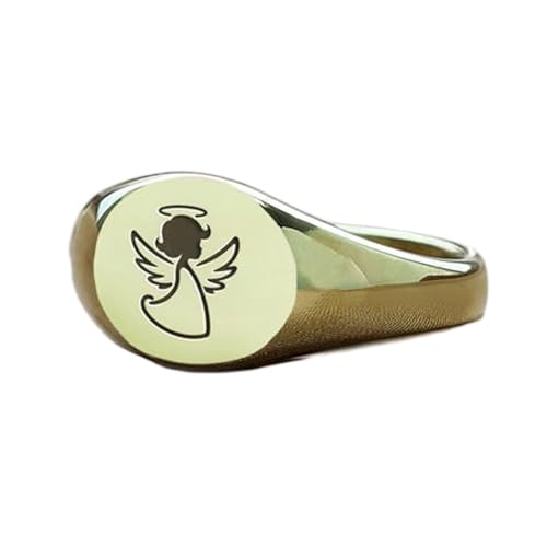 Bague ange ronde argent 925 et or chevalière homme femme fait main