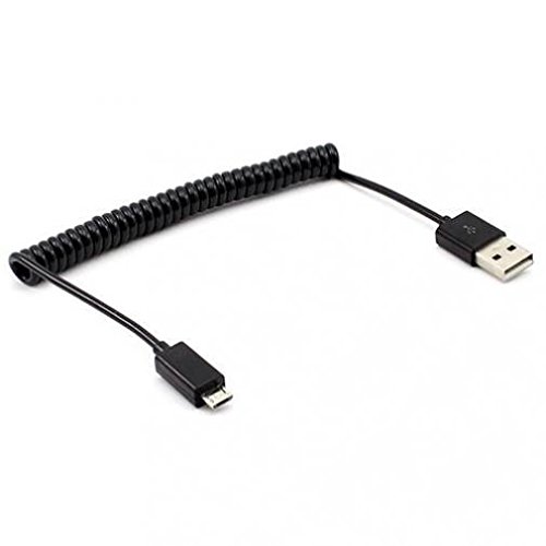 USB Cable Compatible with Motorola Moto e6, Coiled MicroUSB Charger Cord Power Wire Sync Black for Moto e6 Phone