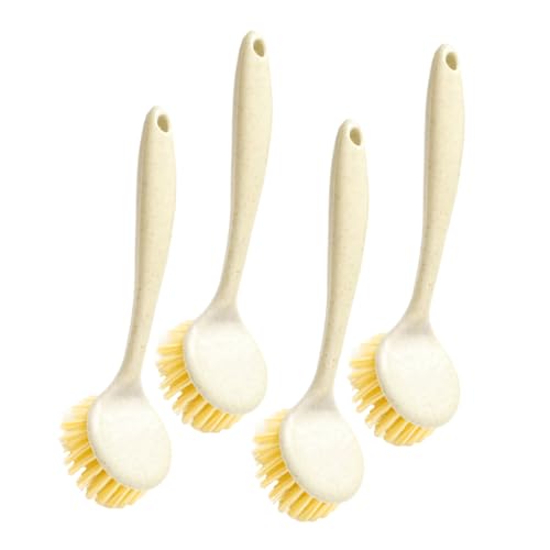 NIYANGLE 4 Pezzi Spazzola Cucina con Manico Lungo per Pulizia Pentole Padelle e Lavelli Setole Resistenti per Angoli Stretti Leggera e Riutilizzabile per Appenderle