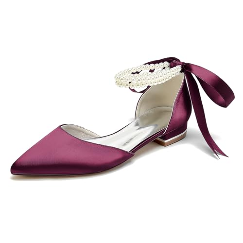 Chaussures plates de demoiselle d'honneur mariage été bout fermé talons 2.5cm