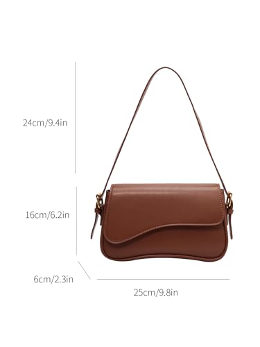 Image of Shoulder Bag for women Y2K Crossbody Vegan Leather Purse Straps Retro Clutch Hobo Hadbags with 2 Removable