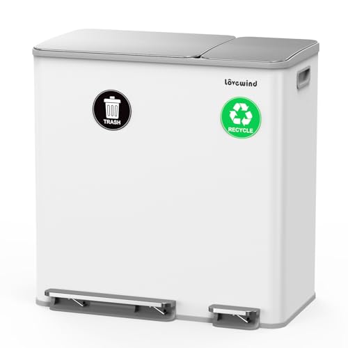 Caneca Doble de Basura y Reciclaje de Acero Inoxidable 18.4 Gal