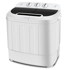 SUPER DEAL Compact Mini Twin Tub Washing Machine 13lbs Capacity Portable Washer Wash and Spin Cycle Combo, Built-in Gravity Drain for Camping, Apartments, Dorms, College, RV’s and Small Spaces