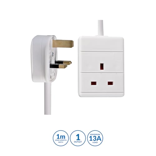 PRO ELEC PEL00898 1 Gang Extension Lead 1m, White - Image 3