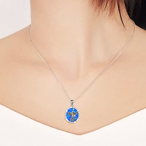 Yfn Saint Michael Medal Necklace St Michael Necklace Opal Jewelry For Men Women Boys, 925 Sterling Silver Archangel Michael Pendant Catholic Medallions Jewelry #TOP3