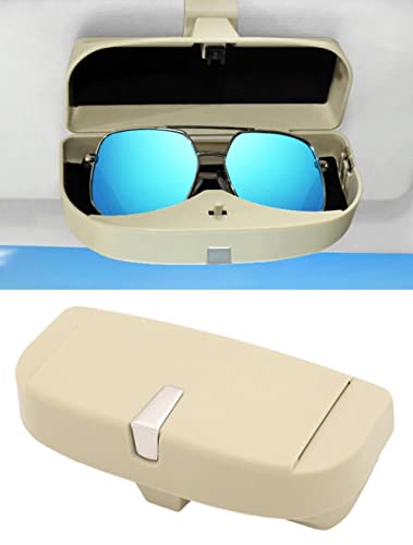 Image of AUGEN Multi-Function Big Face Sunglasses Frame Car Glasses Case Sun Visor Clip Holder Eyeglasses Glasses Case Storage Box Accessories (Pack of 2) (Black & Beige)