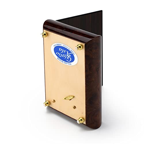 Contemporary 30 Note Wood Tone Music Box With An Arabesque Wood Inlay Design - Oh Christmas Tree #TOP3