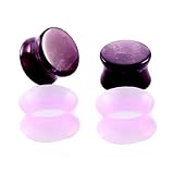 Aotiwe Juego de 4 medidores para túneles de orejas, piedra morada y aro de silicona, 1/2 inch, Silicona, Sin piedra preciosa