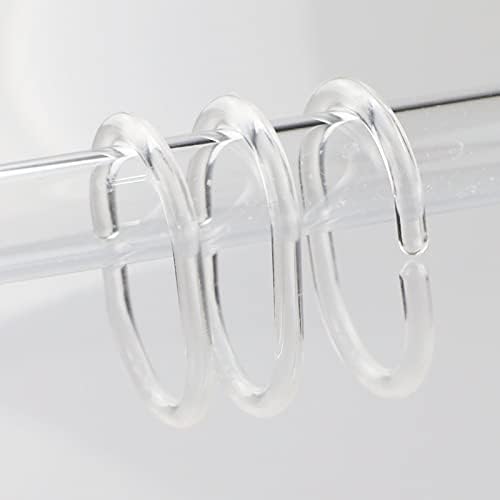 12 pack Clear Transparent Strong Plastic Shower Curtain Hook Rings Clips Replacement for Bathroom Pole and rail