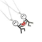 Accesorios para niñas Collar magnético de plata de ley 925 para mujeres y hombres, conjunto lindo colgante de oso koala, pareja de Stickman empalmada de amor, collares magnéticos corazón roto,