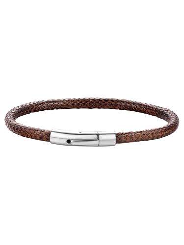 Brown Leather Bracelet for Women Waterproof Braided Wax Rope Chain Bangle 5mm 7.9 Inch Men Boyfriend Christmas Birthday
