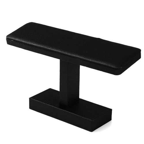 Microfiber T-bar Bracelet Watch Stand Jewelry Bracelet Watch Holder Necklace Bangle Organizer Holder Jewelry Stand,Solid Wood Interior(Black)