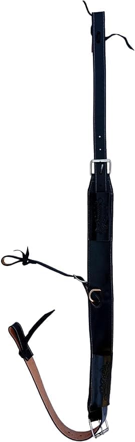RAAVILS Western Leather Girth Complete Flank Cinch Set for Horse Rear Flank Back Cinch Saddle Billets for Tack Horses (Black)