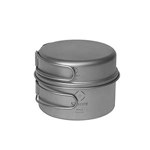 S’more Titanium Cooking Set, Ultralight Eco-Friendly Camping Cookware, Pot and Pan 2 in 1 with Folding Handle for Hiking, Traveling, and Picnic