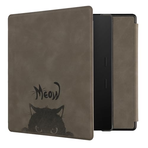 kwmobile Cover for Amazon Kindle Oasis 10. Generation Case - eReader Cover with auto sleep funktion - Meow Cat with Grey/Black