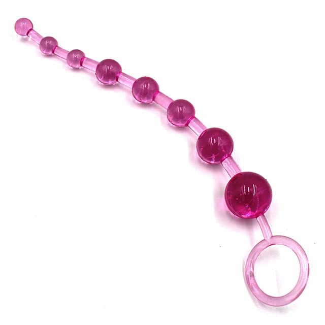 Sicilicone Pull Anal Plugs Set 12 Inch 10 Beads Anal Chain Link with Safe O Pull Ring Anal