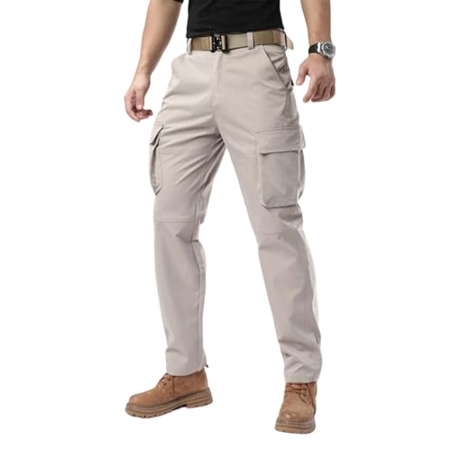 Genérico Ropa Hombre Invierno Elasticos Cómodos de Trabalho Tacticos de Chándal Pantalones de Trabajo Elasticos Pantalones Bolsillos Laterales Pantalon Trail Running Pantalón Running Hombre Caqui XL