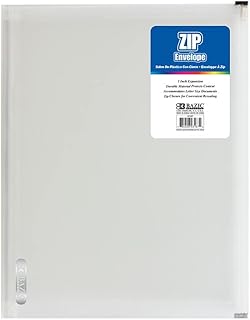 BAZIC Products Clear Zip Envelope, A4/Letter, 24-Box | Zip closure, Safe PP, Waterproof, Tear-resistant, Bulk pack, For school and office filing