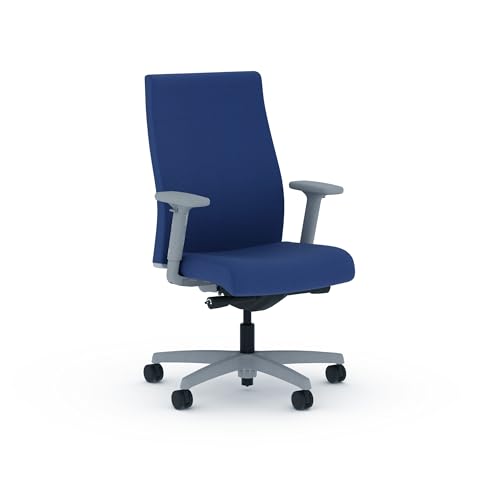 Image of HON Ignition 2.0 Ergonomic Office Chair with Adjustable Arms, Advanced Synchro‑Tilt Recline, Upholstered Desk and Computer Chair for Home Office or Workstation, Titanium Frame, Indigo