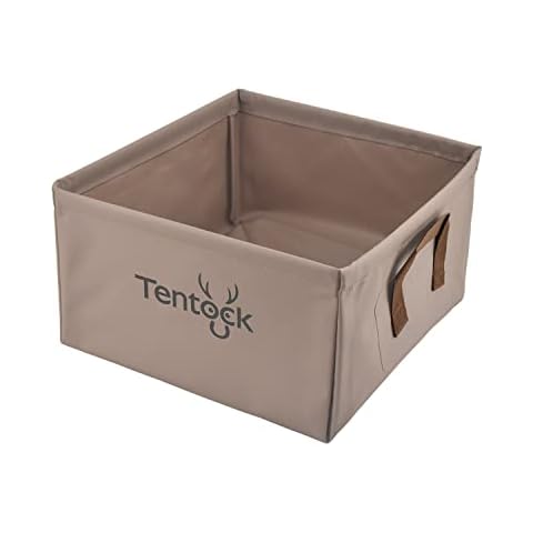 Tentock Collapsible Bucket 13L Lightweight Portable Foldable Water Basin Multifunctional Waterproof Folding Container for Camping Hiking Outdoor Travelling (Khaki) Cover