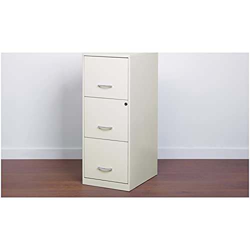 Pemberly Row 3 Drawer Vertical Metal File Cabinet With Lock Pearl White #TOP1