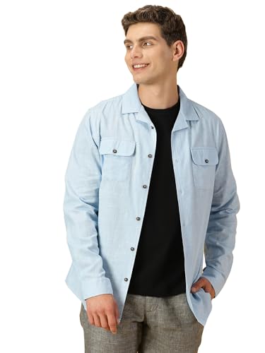Image of Thomas Scott Men's | Solid | Full Sleeve | Regular Fit | 100% Cotton | Double Flap Pocket | Spread Collar | Casual Shirt