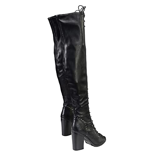 Milwaukee Performance Women's Lace Front Knee High Boot With Open Toe(Black, Size 10),1 Pack #TOP7