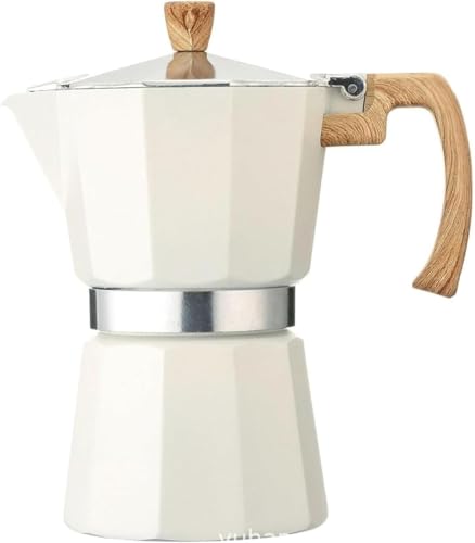 大容量アルミ製コーヒーモカポット:直火対応で実用的,耐久性が高く操作簡単,ファミリー日常やアウトドアキャンプの飲料調製に最適,コーヒーポットとして使いやすい (150ml,ホワイト)