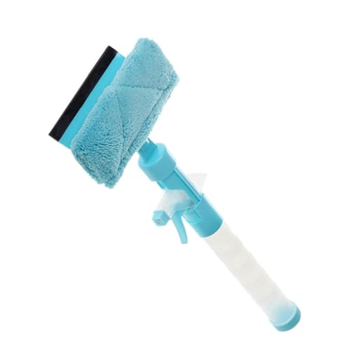 TOVINANNA Multi-Function Plastic Window Wiper Water Spray Blue Glass Cleaning Tool Practical Window Squeegee Cleaner for Indoor and Outdoor Use